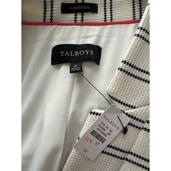 NWT Talbots Aberdeen Ivory & Black Striped Blazer Single Button Lined Size 12 - Picture 6 of 7